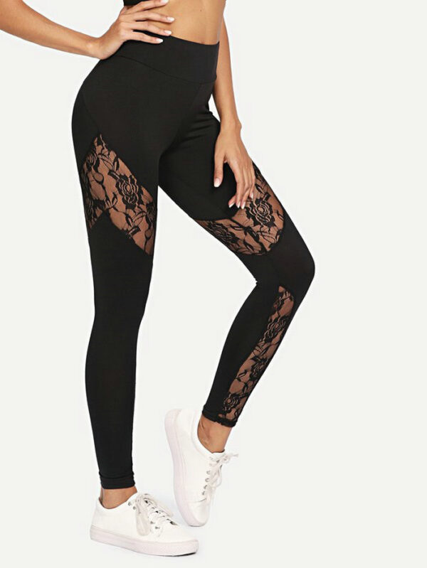 Lace perspective sports yoga pants - Image 3