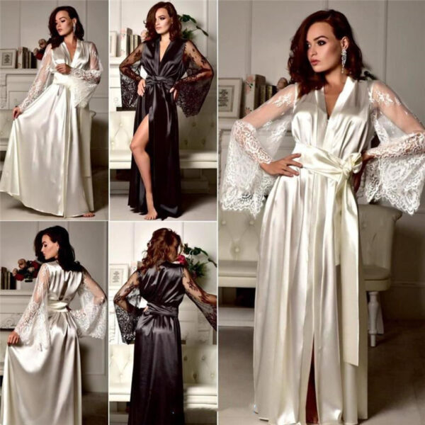 Stylish Sexy Summer Lingerie Womens Silk Robe Dress Pajama - Image 5