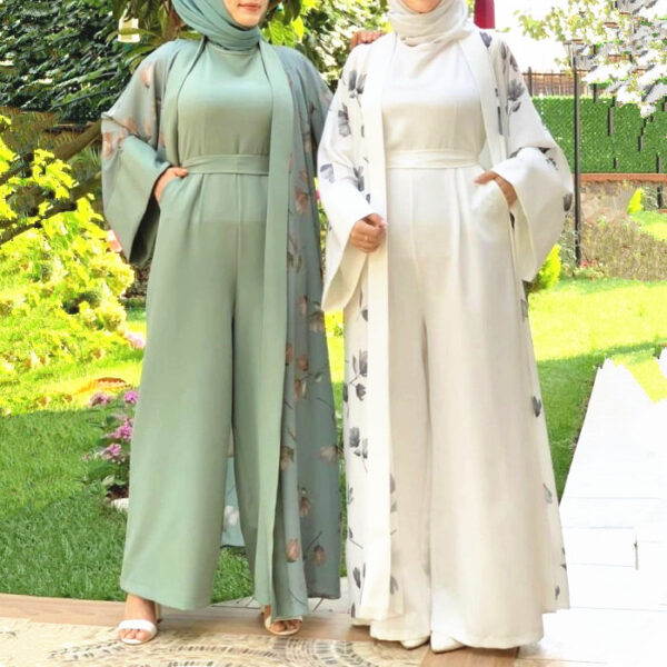 Middle East DUBAI Turkish Robe Solid Color Jumpsuit - Image 6