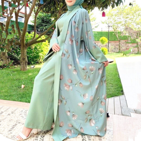 Middle East DUBAI Turkish Robe Solid Color Jumpsuit - Image 7