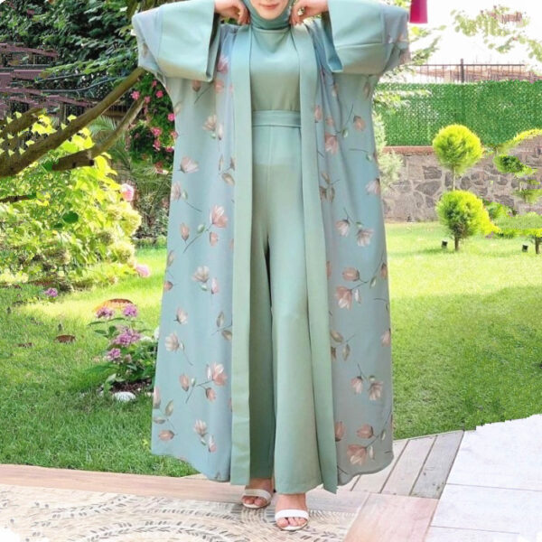 Middle East DUBAI Turkish Robe Solid Color Jumpsuit - Image 3