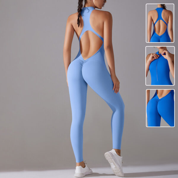 Solid Beauty-back Long Pants Jumpsuit Yoga Fitness Running Dance Slim Bodysuit Women Sports Clothing - Image 8