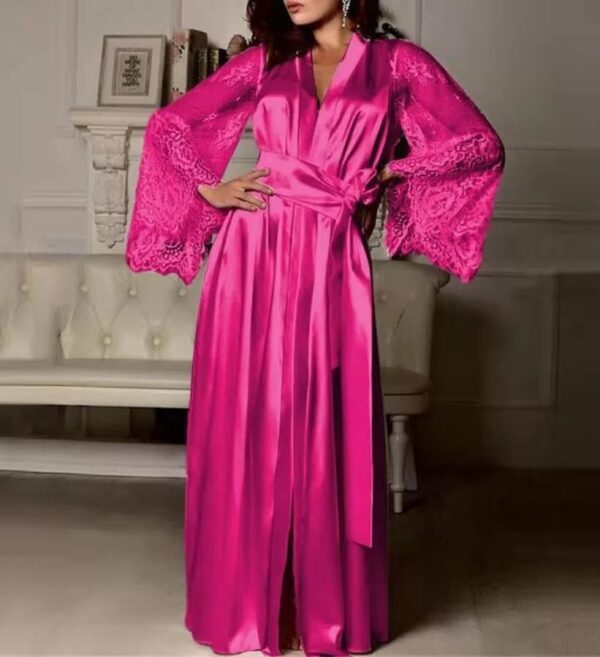 Stylish Sexy Summer Lingerie Womens Silk Robe Dress Pajama - Image 4