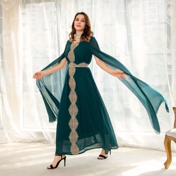 Cape Sleeve Lace Chiffon Dubai Arab Batwing Sleeve Dress. Discount 30% - Image 10