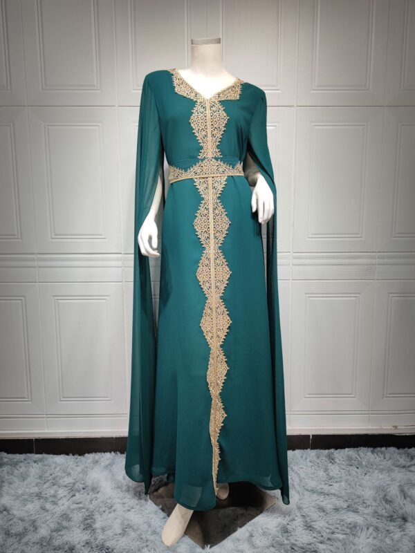 Cape Sleeve Lace Chiffon Dubai Arab Batwing Sleeve Dress. Discount 30% - Image 4