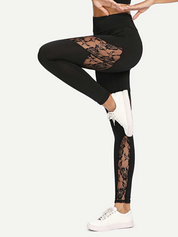 Lace perspective sports yoga pants - Image 2