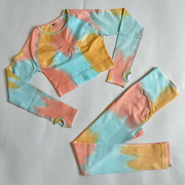 Seamless Knitted Tie-dye Gradient Quick-drying Sports Gym Suit - Image 5