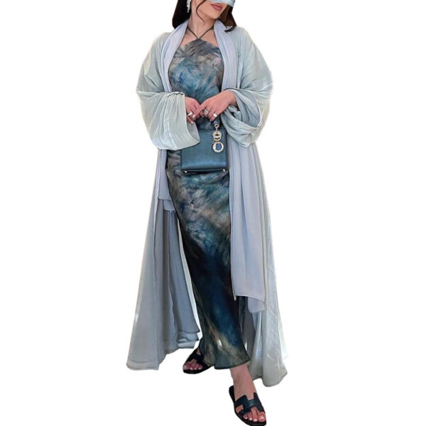 Muslim Robe Dubai Outerwear Bright Silk Dress - Image 5