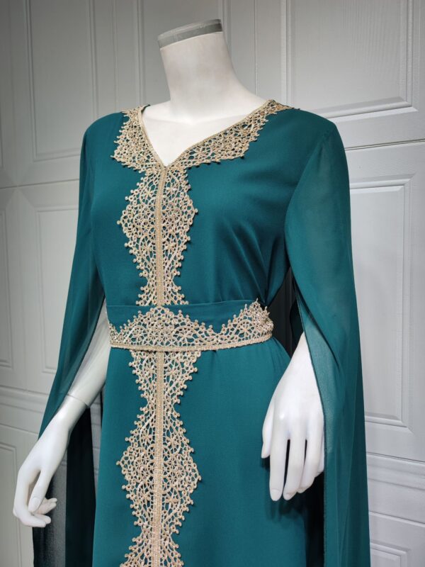 Cape Sleeve Lace Chiffon Dubai Arab Batwing Sleeve Dress. Discount 30% - Image 7