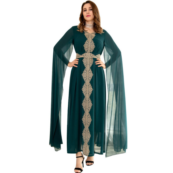 Cape Sleeve Lace Chiffon Dubai Arab Batwing Sleeve Dress. Discount 30% - Image 3