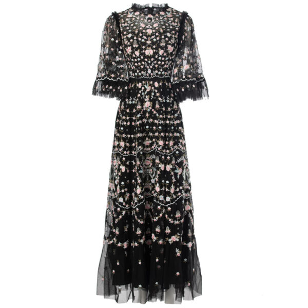 Luxury Embroidery Beads Dress Women