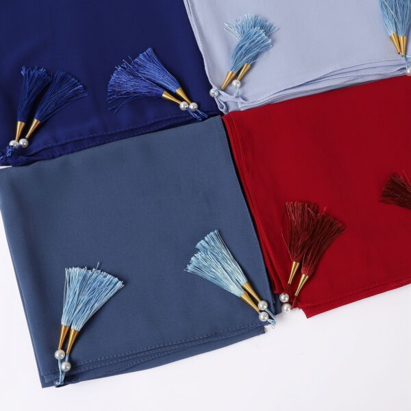 Hijab With Tassel At Four Corners - Image 5