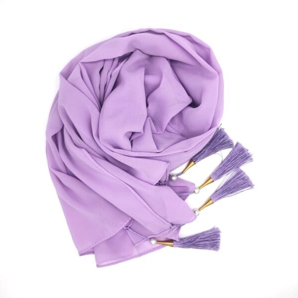 Hijab With Tassel At Four Corners - Image 7